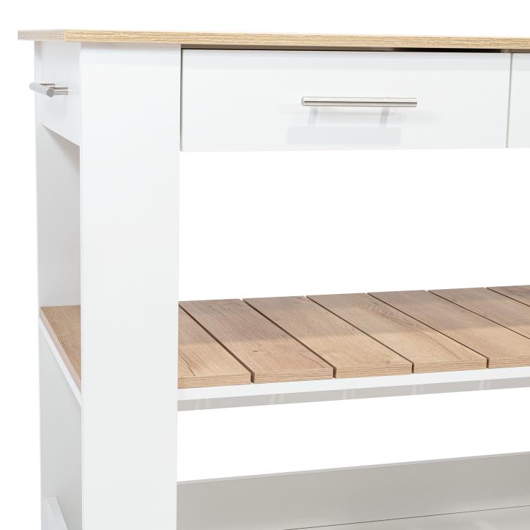 Barra de Cocina Cala, Blanco Nevado y Café claro, con amplia superficie en la mesa ZF