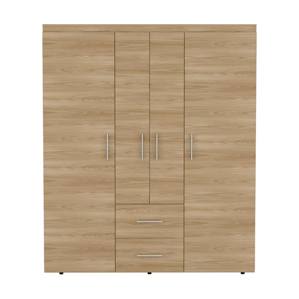 Closet Bariloche Bombay Eco, Fresno Europeo y Wengue , Pequeño con Variedad de Entrepaños y Cuatro Puertas Abatibles