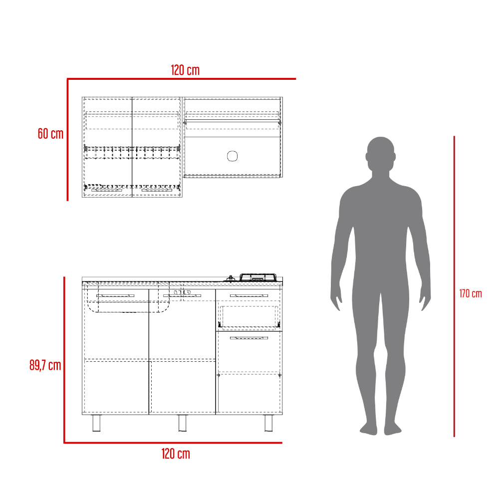 Cocina Integral Piret, Blanco Duqueza y Milan, Incluye Mesón Izquierdo Socoda