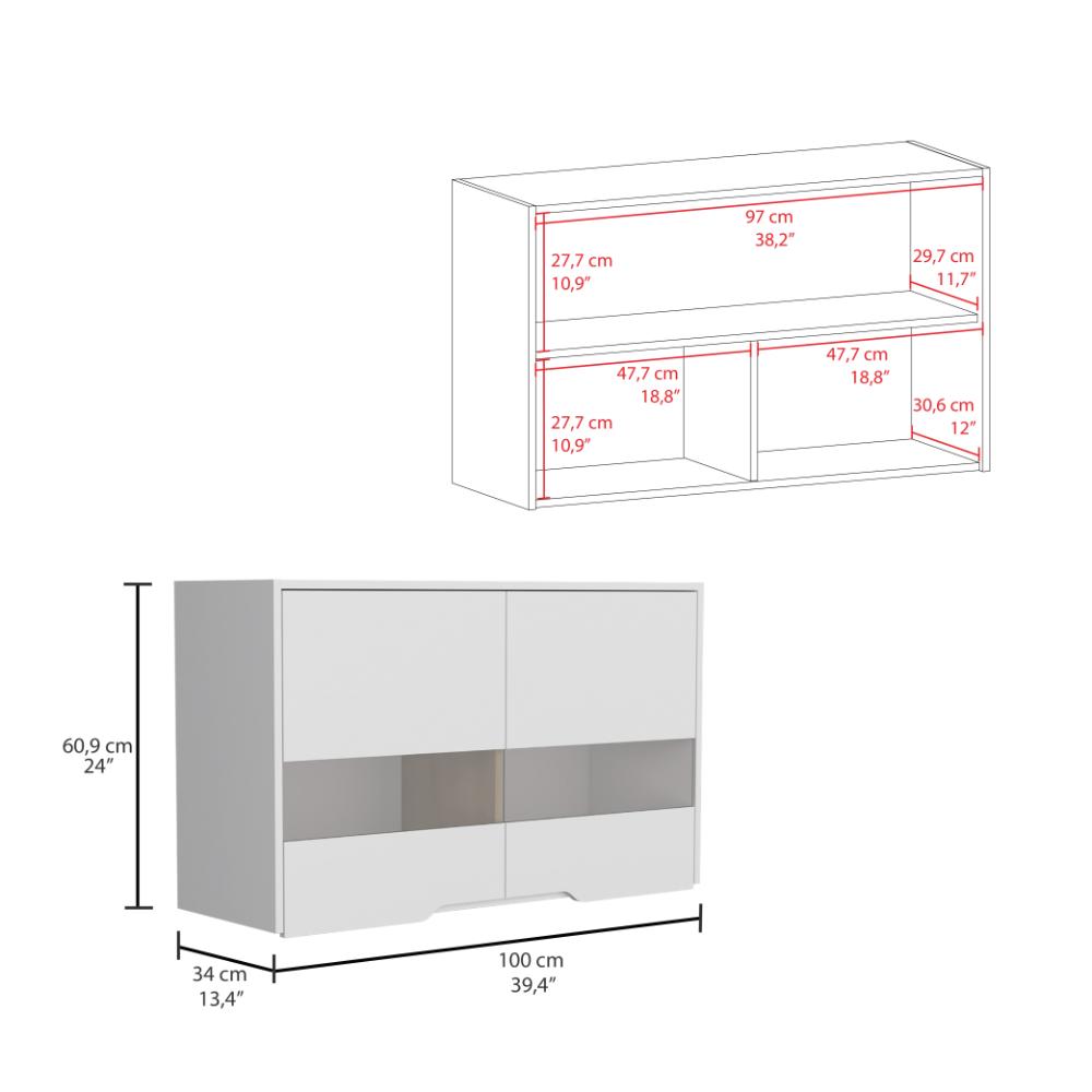 Gabinete Superior Soler, Blanco y Macadamia, con dos puertas y facil instalación 100