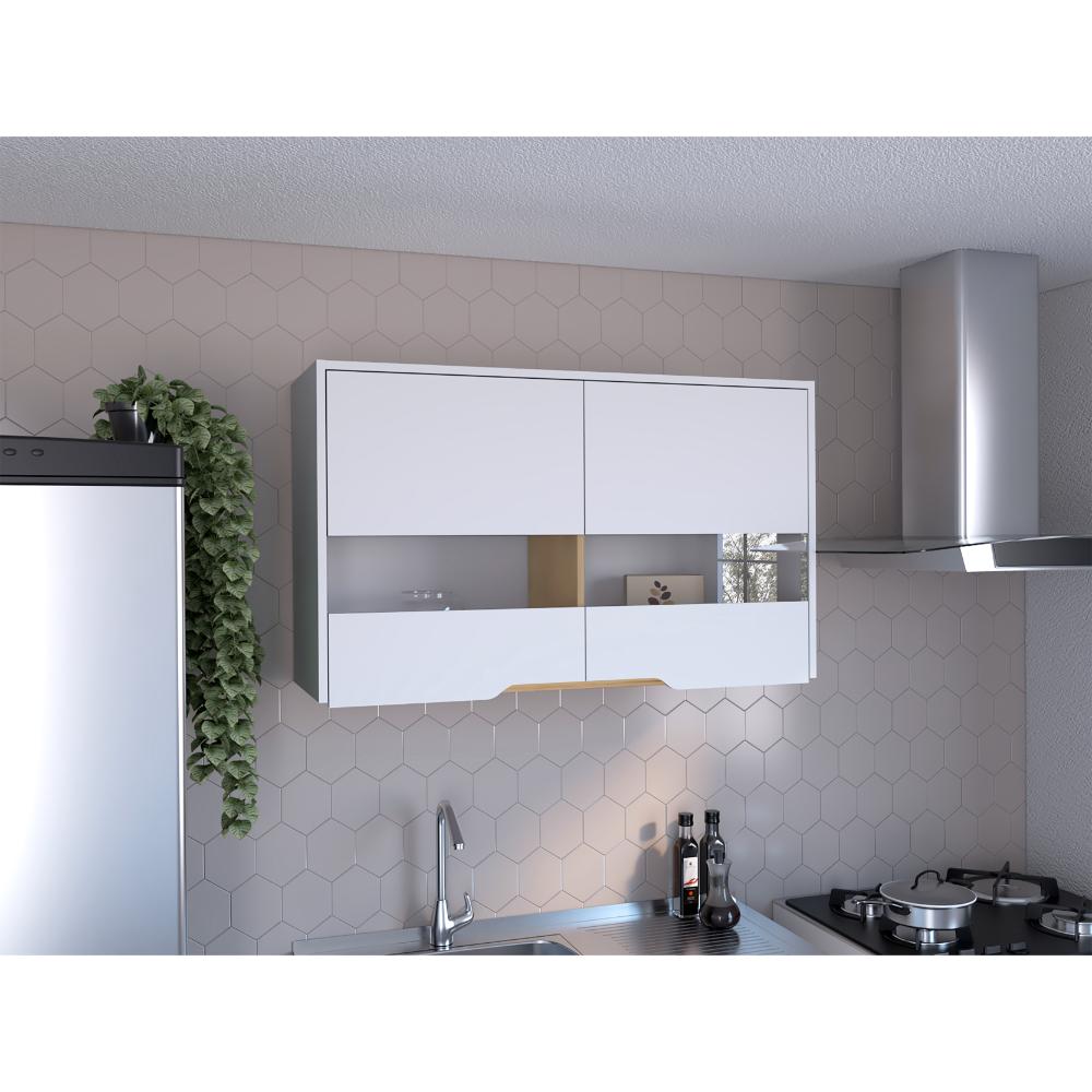 Gabinete Superior Soler, Blanco y Macadamia, con dos puertas y facil instalación 100
