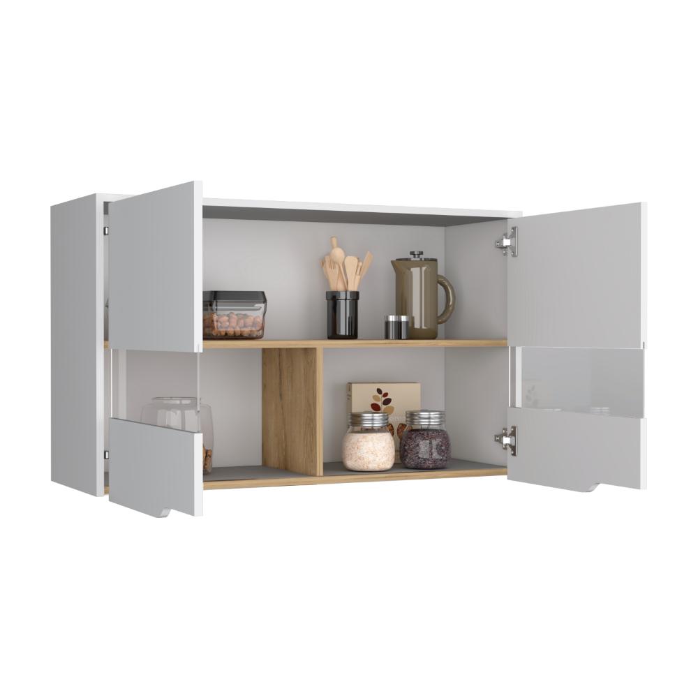 Gabinete Superior Soler, Blanco y Macadamia, con dos puertas y facil instalación 100