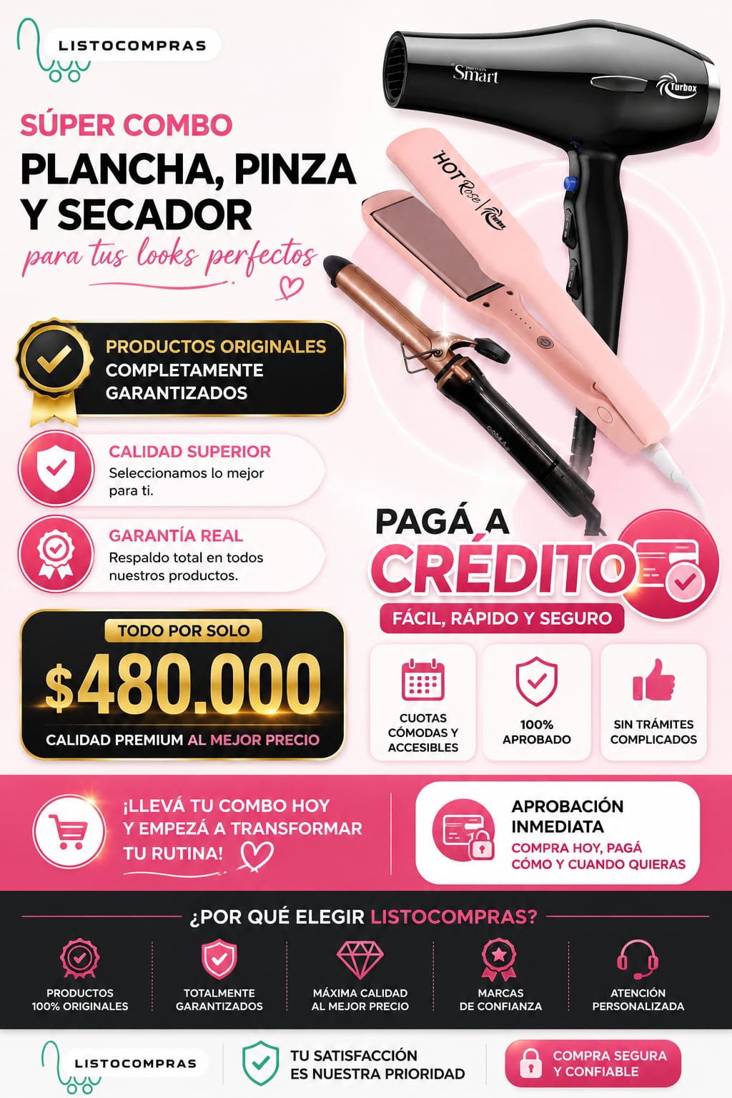 Super Combo PLANCHA,PINZA Y SECADOR