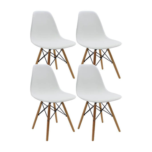 Kit por 4 sillas Eames Patas En Madera para comedor, sala, restaurante - Blancas - VIRTUAL MUEBLES