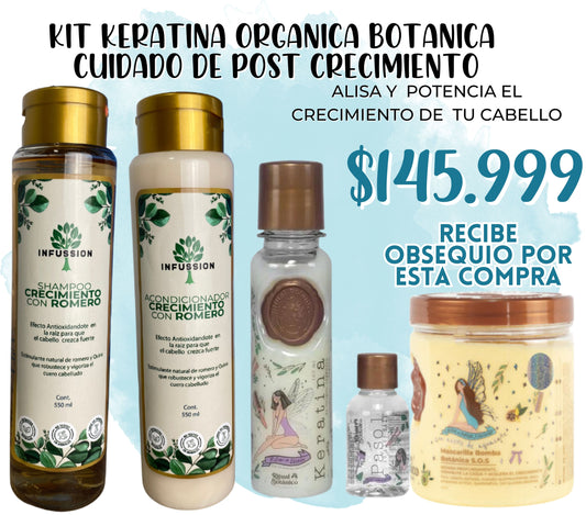 KIT KERATINA ORGANICA BOTANICA CON POS CUIDADO CRECIMIENTO