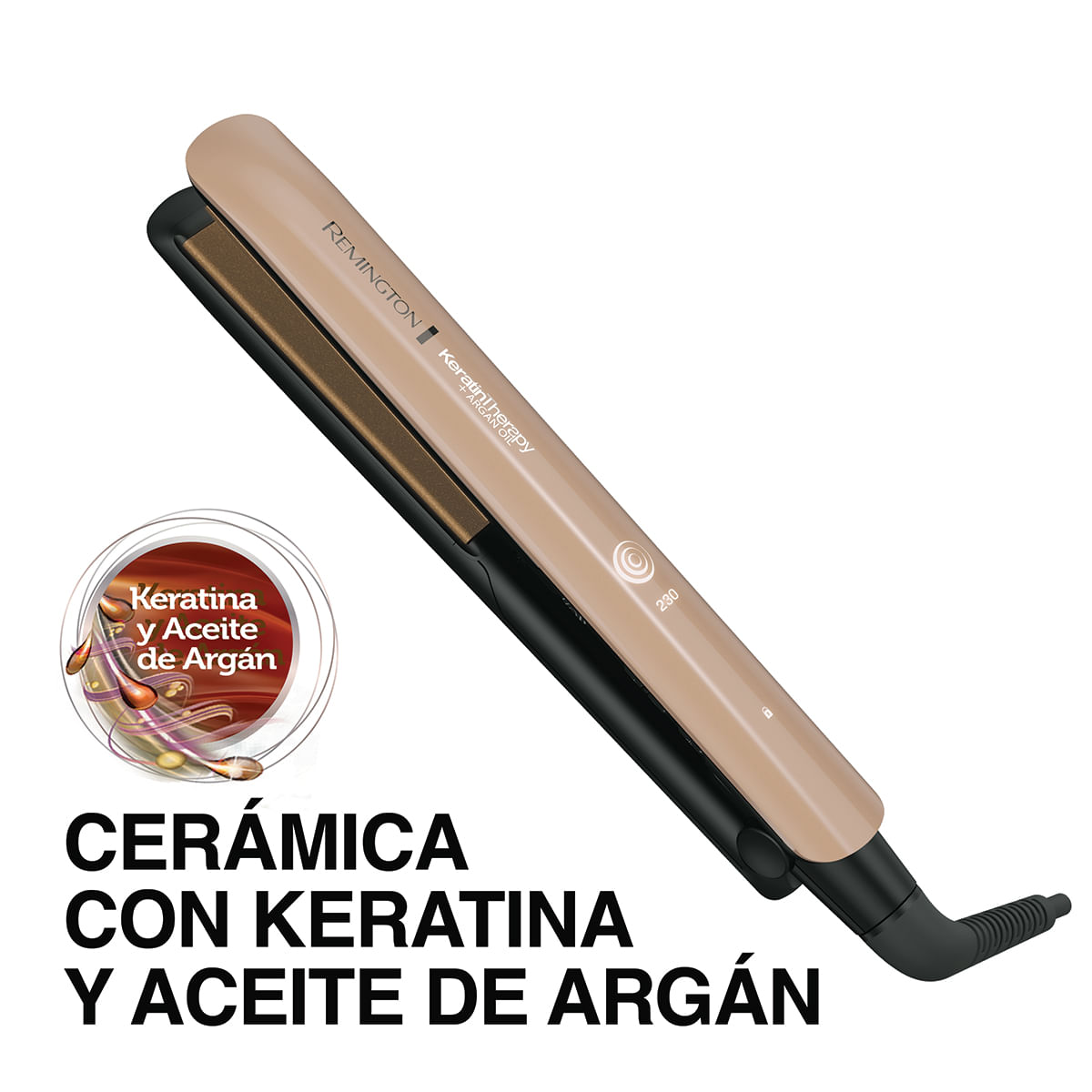 Plancha Alisadora Remington Keratina y Aceite de Argán