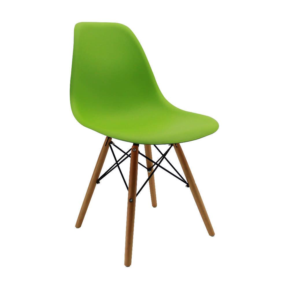 Kit por 6 sillas Eames Patas En Madera para comedor, sala, restaurante - Verde - VIRTUAL MUEBLES