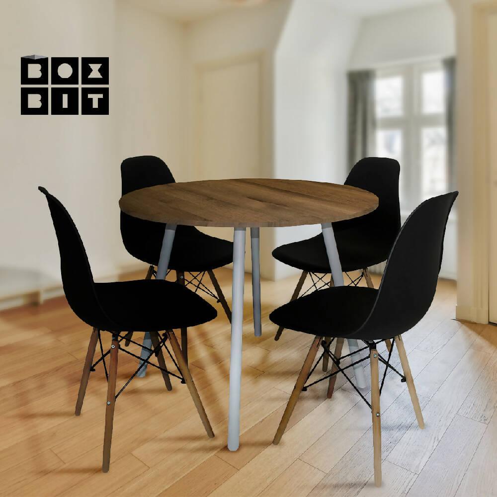 Kit por 4 sillas Eames Patas En Madera para comedor, sala, restaurante - Negras - VIRTUAL MUEBLES