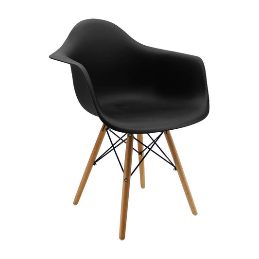 Silla Eames Con Brazos Patas en Madera - Negra