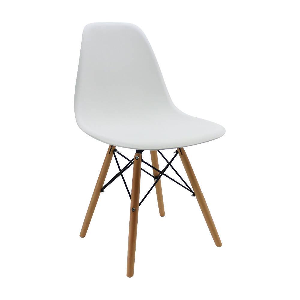 Kit por 4 sillas Eames Patas En Madera para comedor, sala, restaurante - Blancas - VIRTUAL MUEBLES