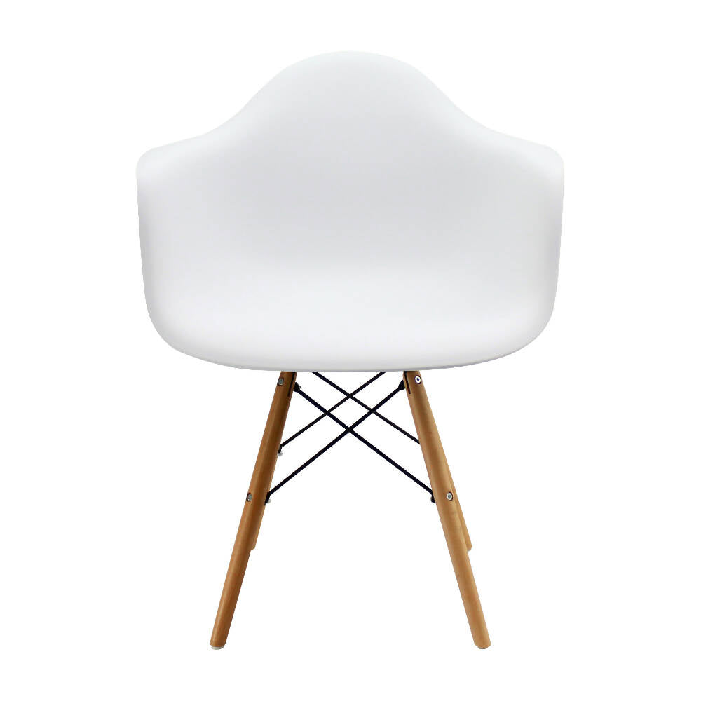 Silla Eames Con Brazos Patas en Madera - Blanca