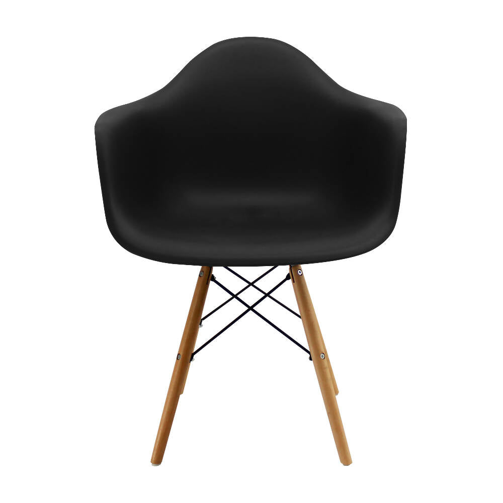 Silla Eames Con Brazos Patas en Madera - Negra