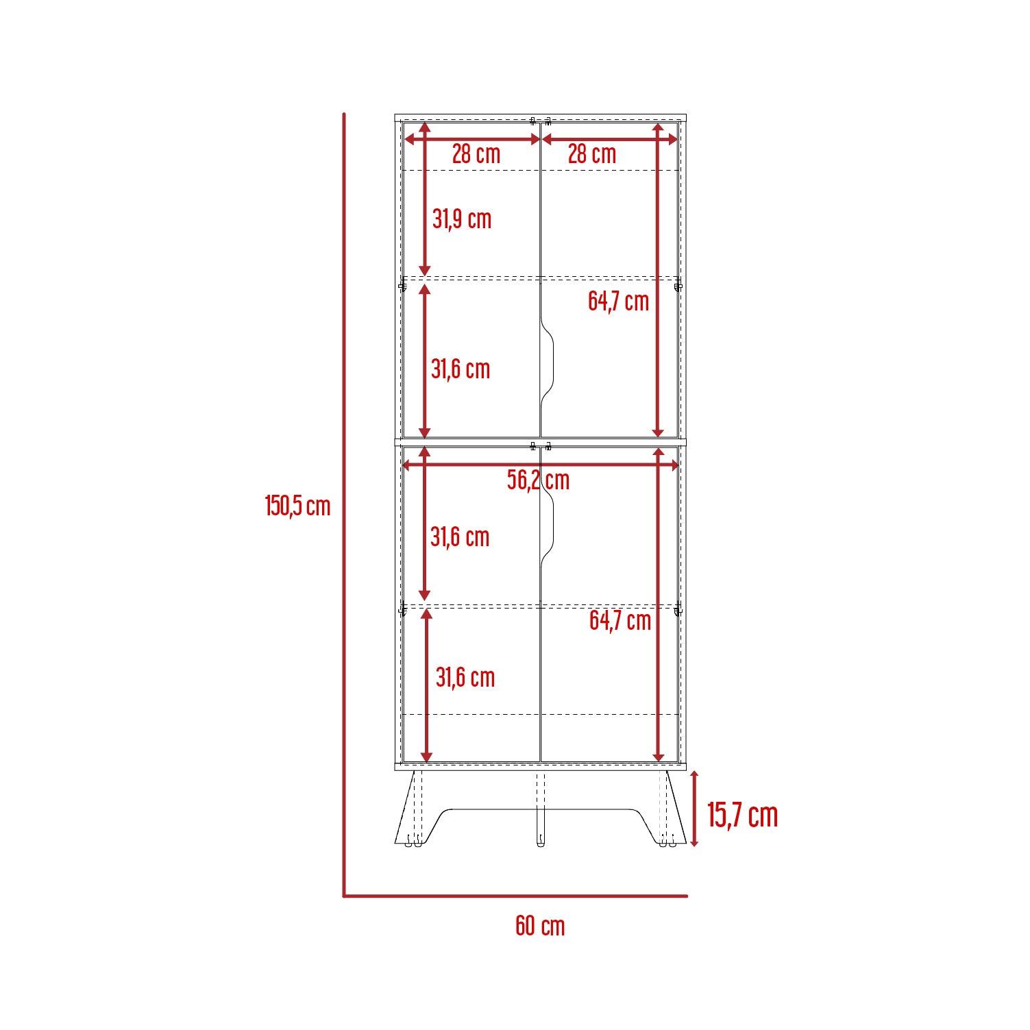 Alacena Aqua, Blanco y Café Claro, con Cuatro Puertas Abatibles - VIRTUAL MUEBLES