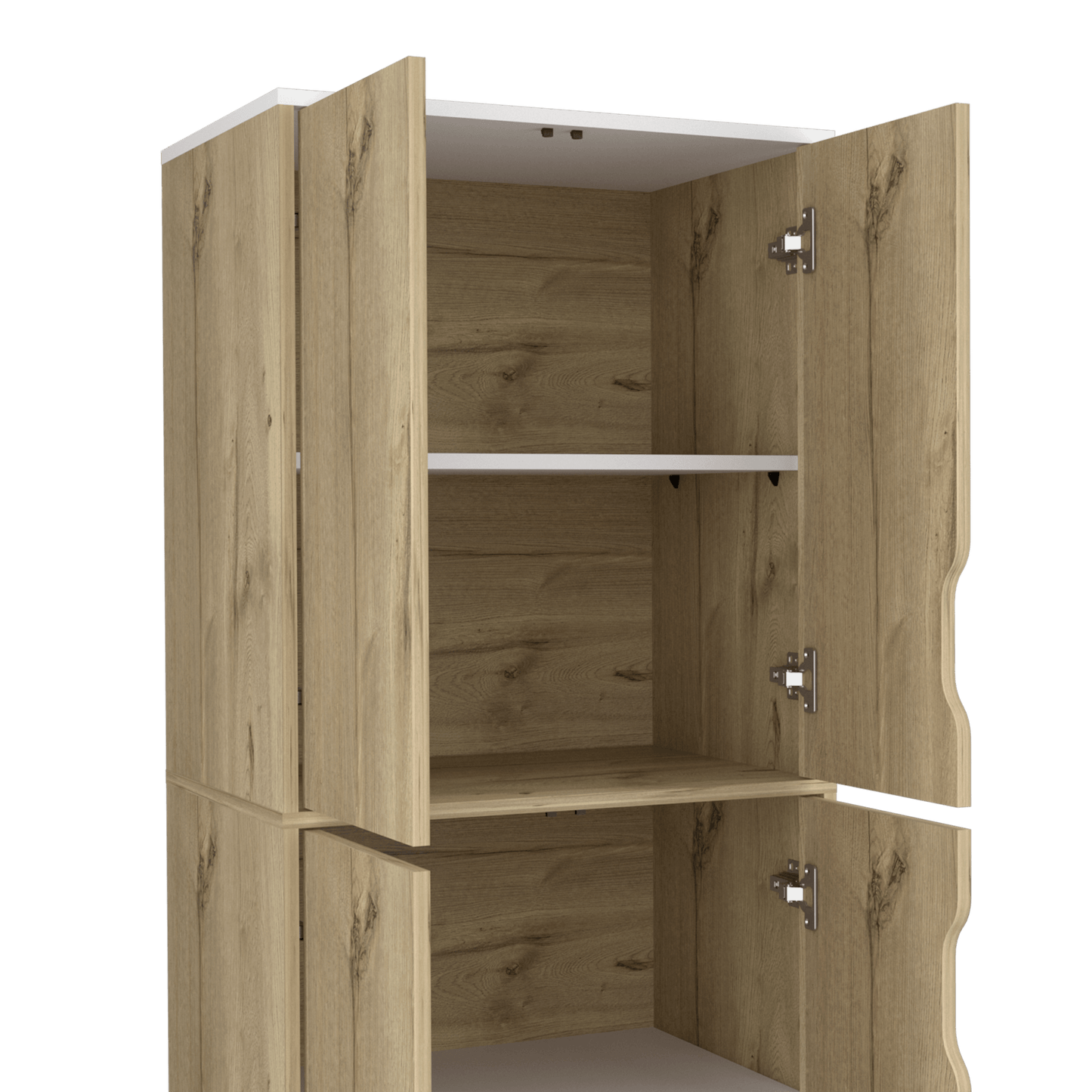 Alacena Aqua, Café Claro y Blanco, con Cuatro Puertas Abatibles - VIRTUAL MUEBLES