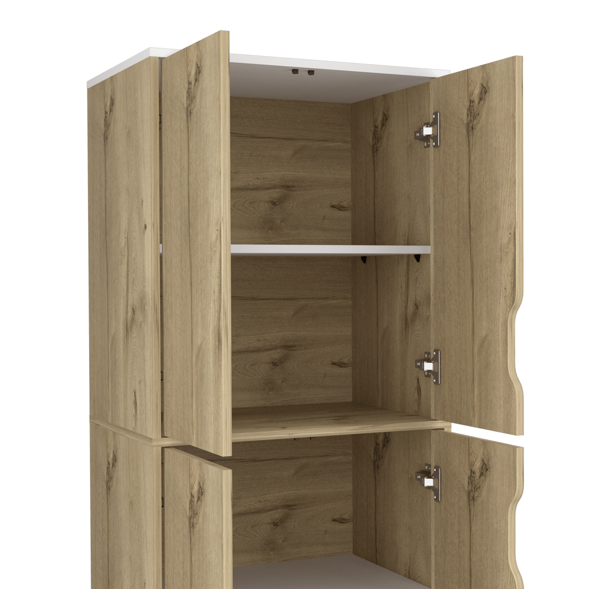 Alacena Aqua, Café Claro y Blanco, con Cuatro Puertas Abatibles - VIRTUAL MUEBLES