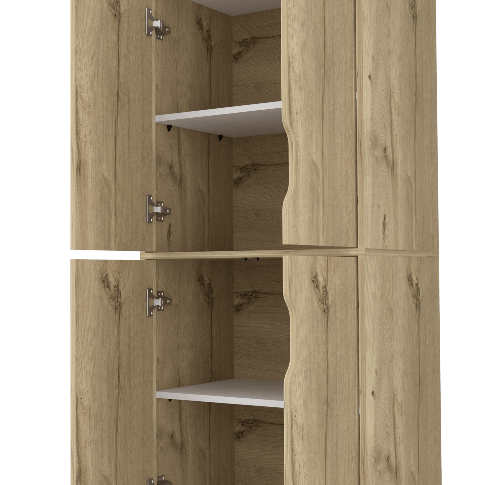 Alacena Aqua, Café Claro y Blanco, con Cuatro Puertas Abatibles - VIRTUAL MUEBLES