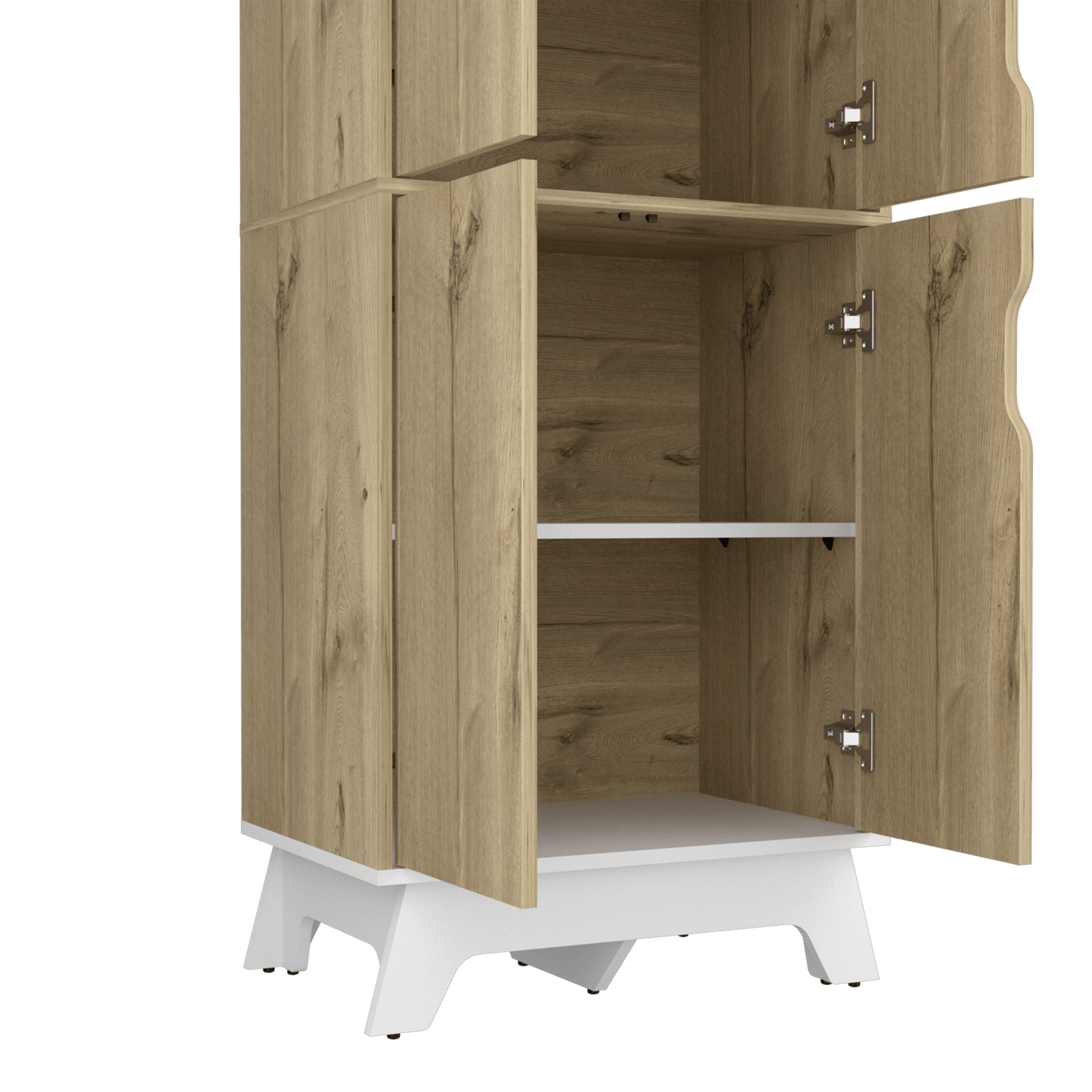 Alacena Aqua, Café Claro y Blanco, con Cuatro Puertas Abatibles - VIRTUAL MUEBLES