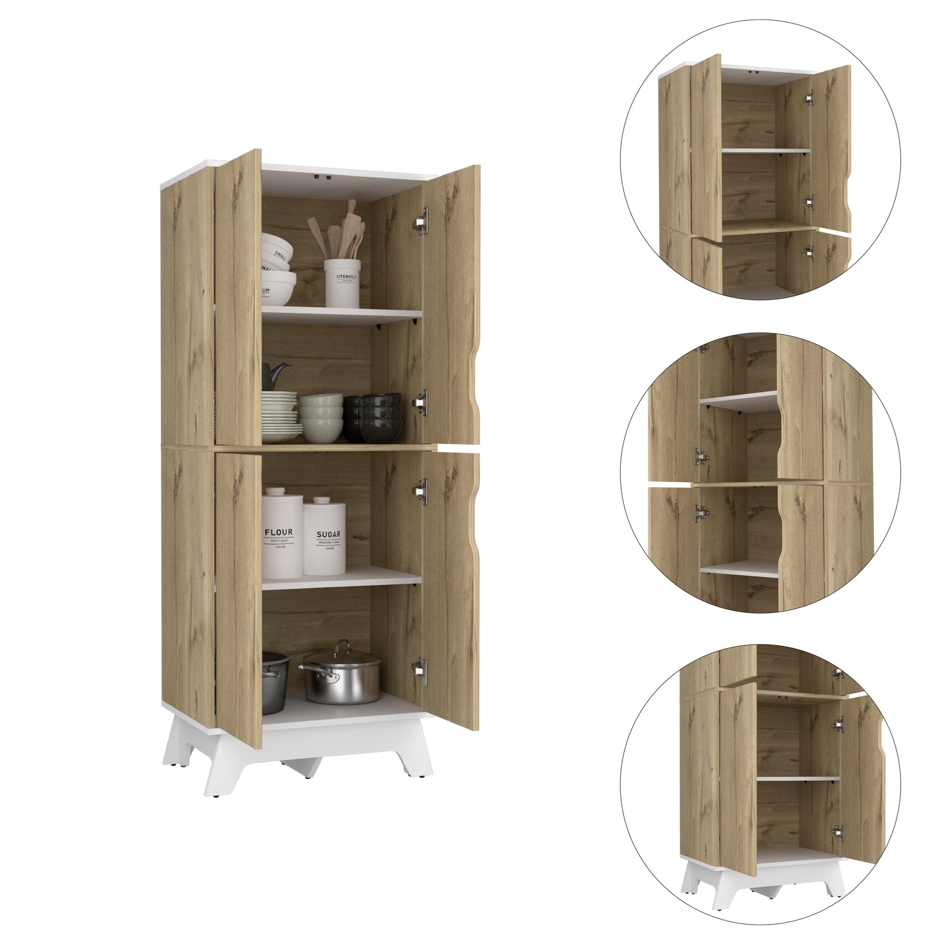 Alacena Aqua, Café Claro y Blanco, con Cuatro Puertas Abatibles - VIRTUAL MUEBLES