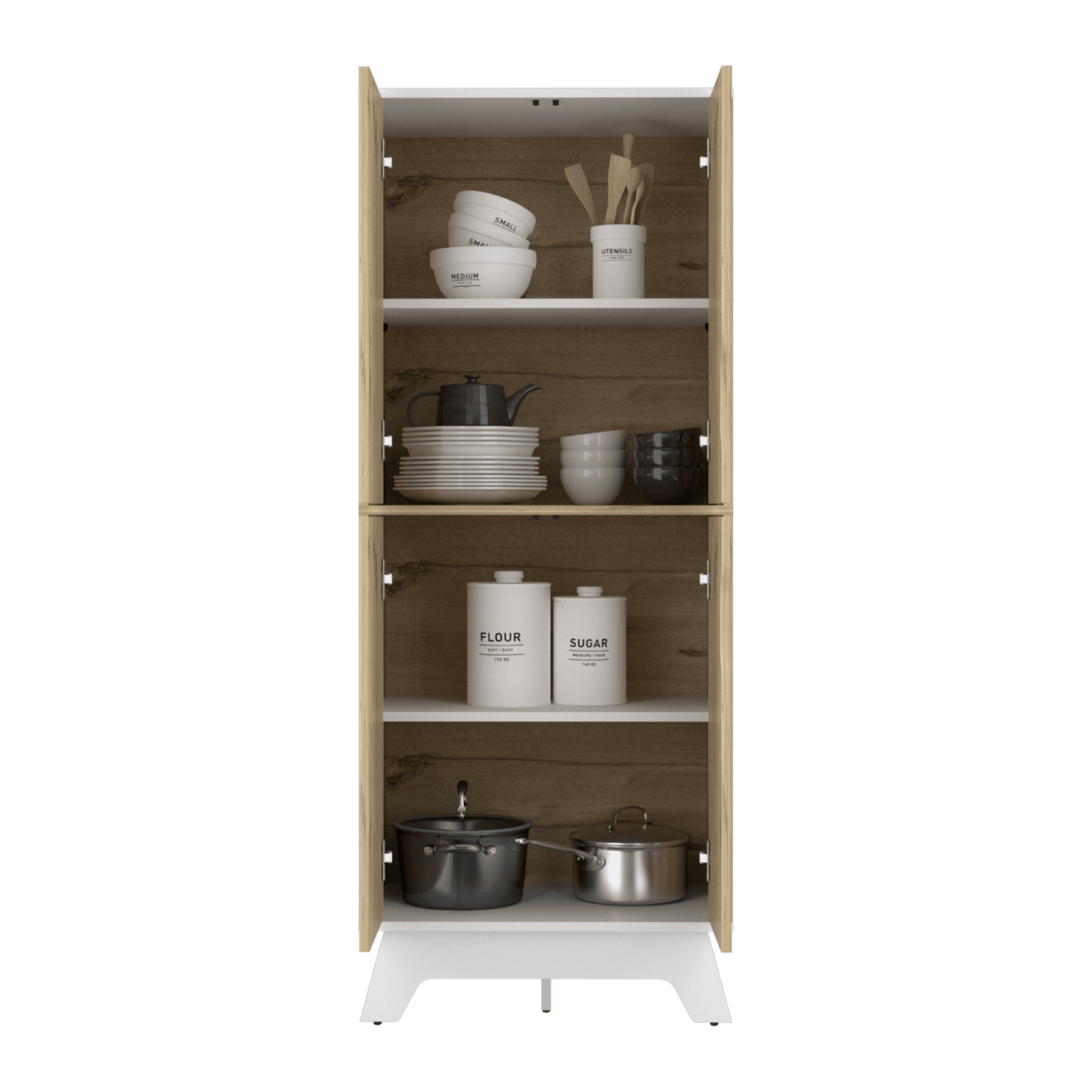 Alacena Aqua, Café Claro y Blanco, con Cuatro Puertas Abatibles - VIRTUAL MUEBLES