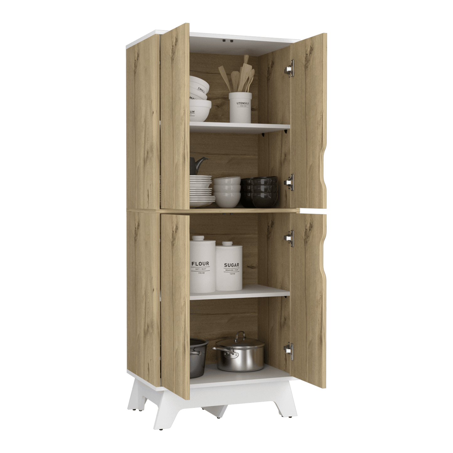 Alacena Aqua, Café Claro y Blanco, con Cuatro Puertas Abatibles - VIRTUAL MUEBLES