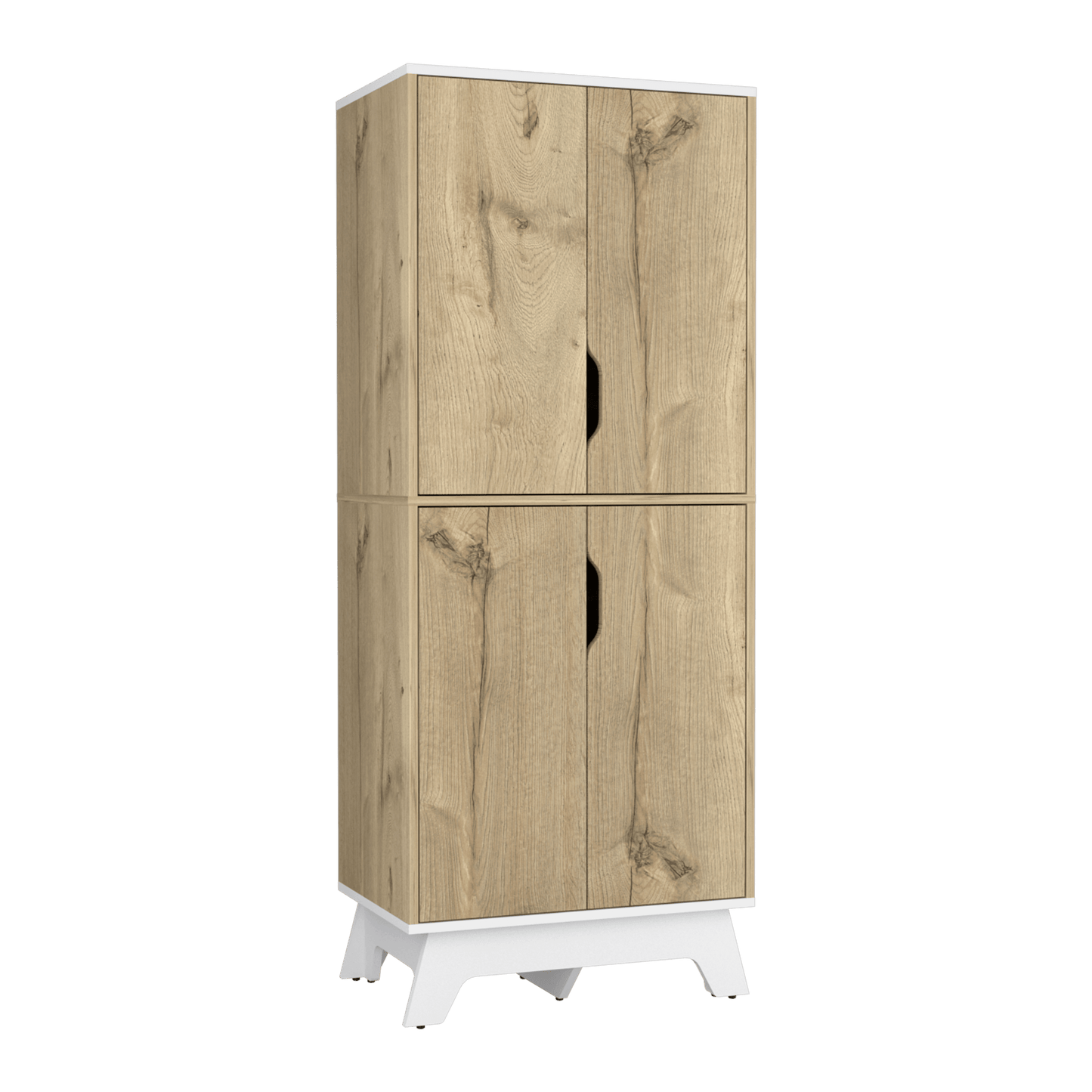 Alacena Aqua, Café Claro y Blanco, con Cuatro Puertas Abatibles - VIRTUAL MUEBLES