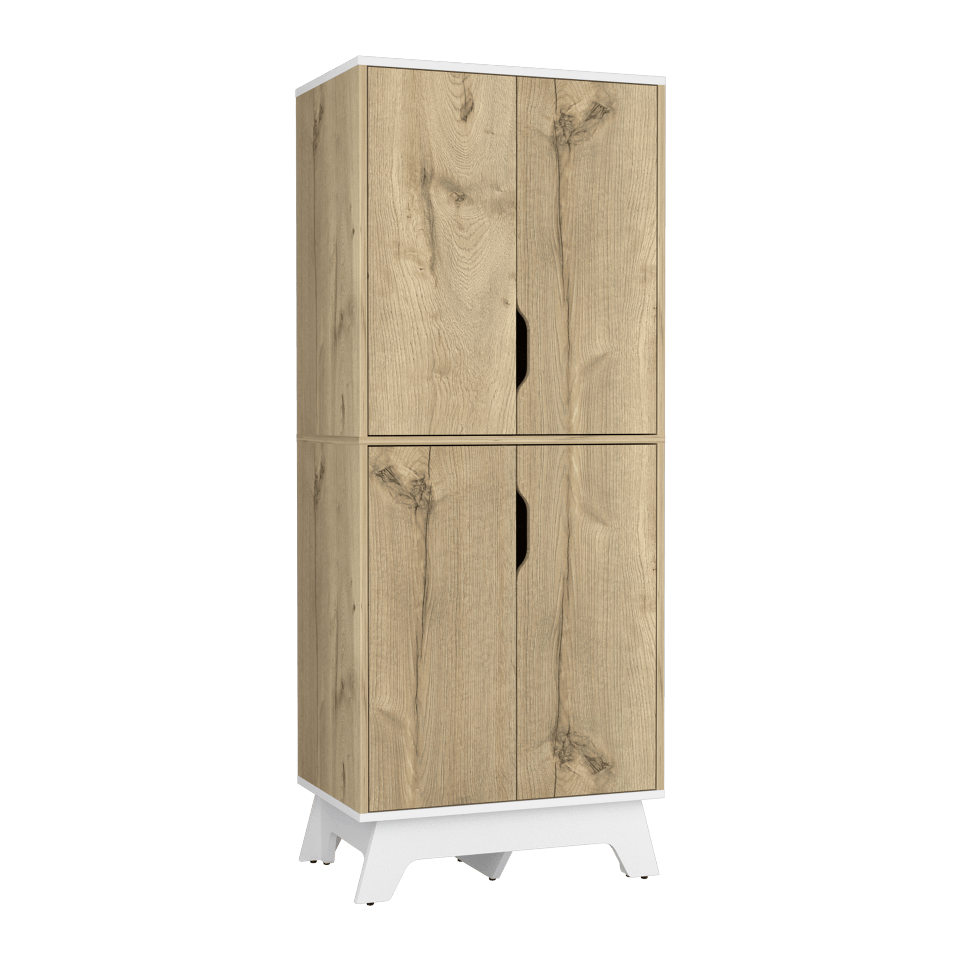 Alacena Aqua, Café Claro y Blanco, con Cuatro Puertas Abatibles - VIRTUAL MUEBLES