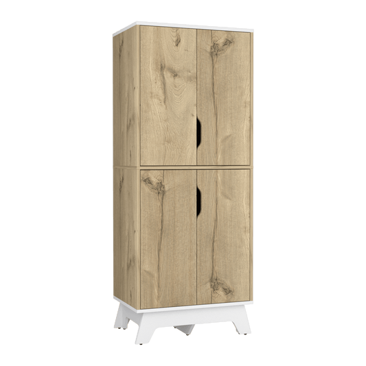 Alacena Aqua, Café Claro y Blanco, con Cuatro Puertas Abatibles - VIRTUAL MUEBLES