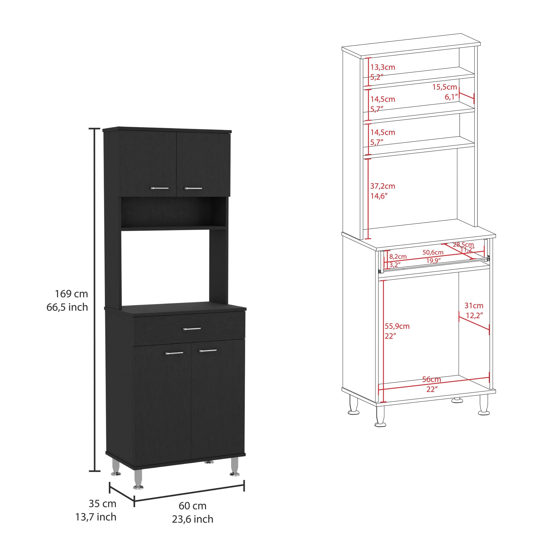 Alacena Bagan, Wengue, con Un Cajón Organizador ZF - VIRTUAL MUEBLES