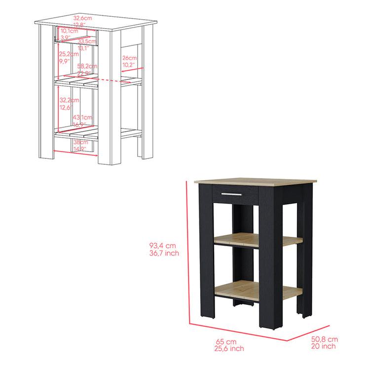 Barra de Cocina Cala 23, Wengue y Café Claro, con Amplia Superficie En La Mesa ZF - VIRTUAL MUEBLES