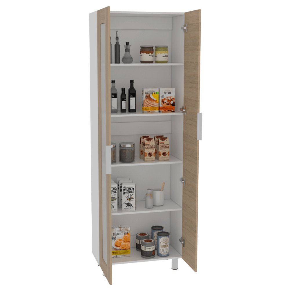 Alacena Diamante color Blanco y Beige para Cocina.