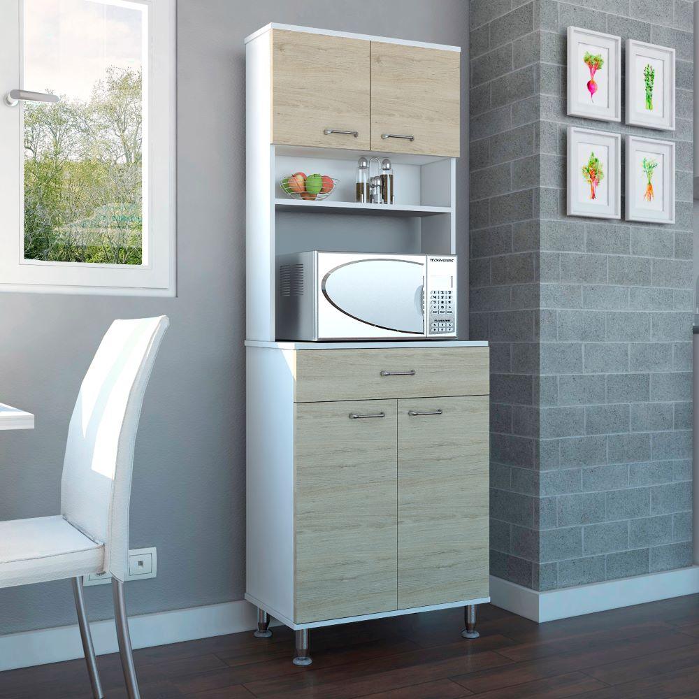 Alacena Huzy color Beige y Blanco para Cocina.