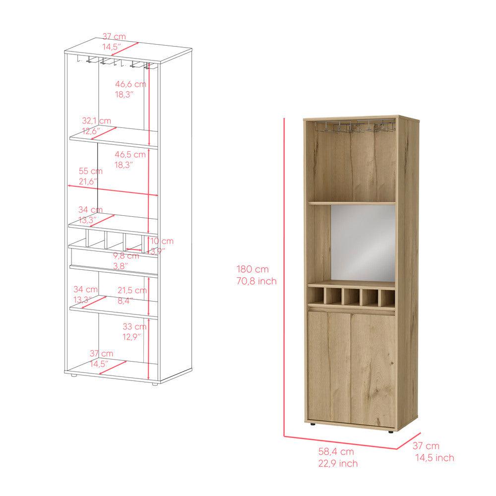 Bar Alto Prandy, Café Claro, con Amplio Espacio Para Almacenamiento de Botellas ZF - VIRTUAL MUEBLES