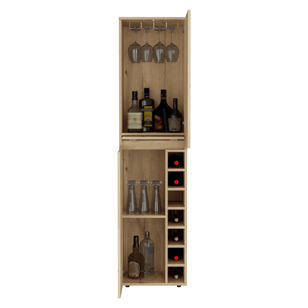 Bar Alto Yeko, Café Claro, con gran capacidad para ubicar botellas y copas - VIRTUAL MUEBLES