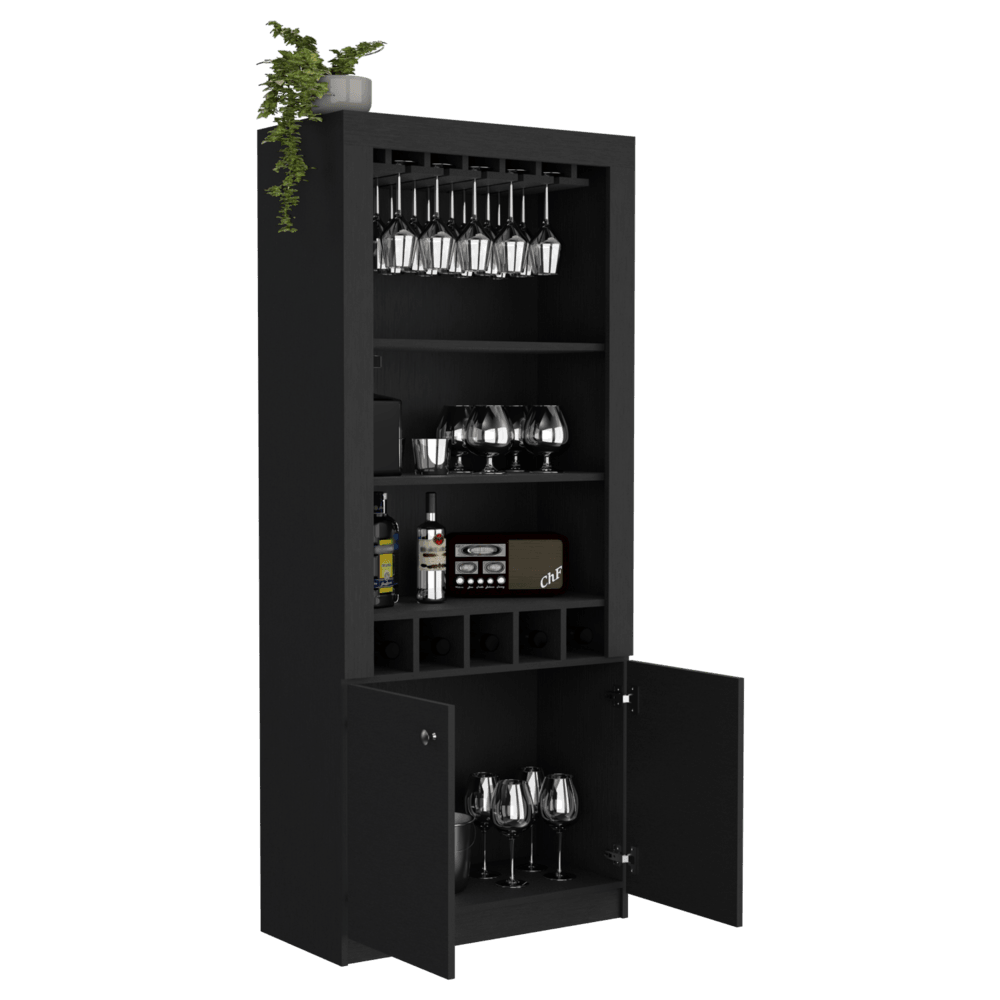 Bar Montero, Wengue, Con amplios espacios para ubicar botellas ZF - VIRTUAL MUEBLES