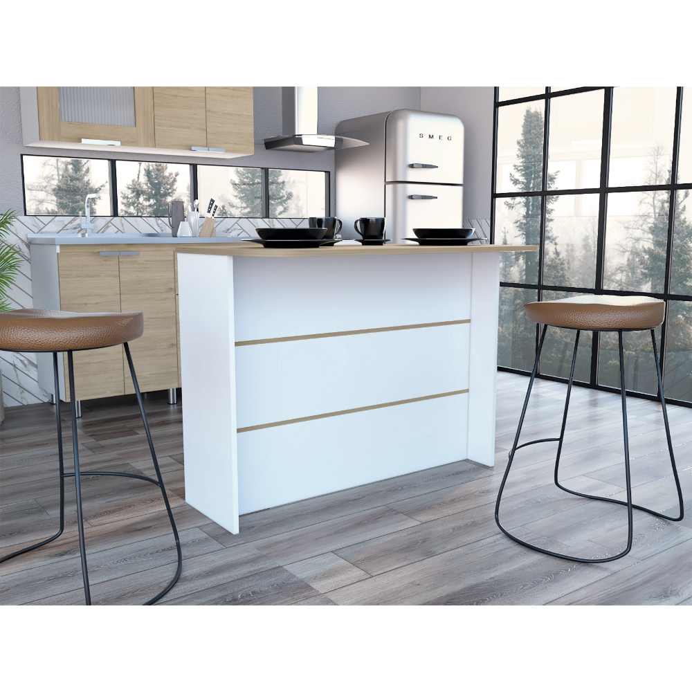 Barra de Cocina Diamante, Blanco Marqueza y Beige, Con Amplia Superficie ZF