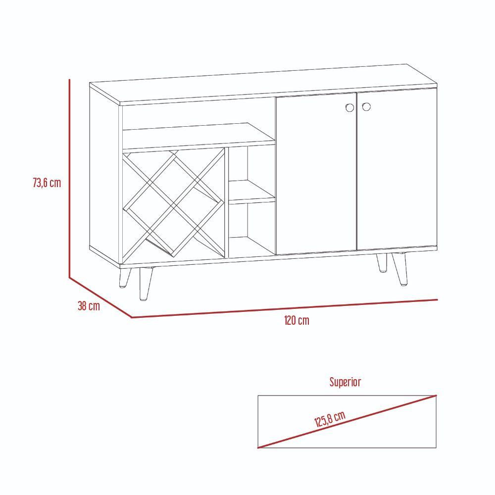 Bar Vithi, Blanco y Macadamia, Con Puertas Abatibles Y Botón Metálico - VIRTUAL MUEBLES