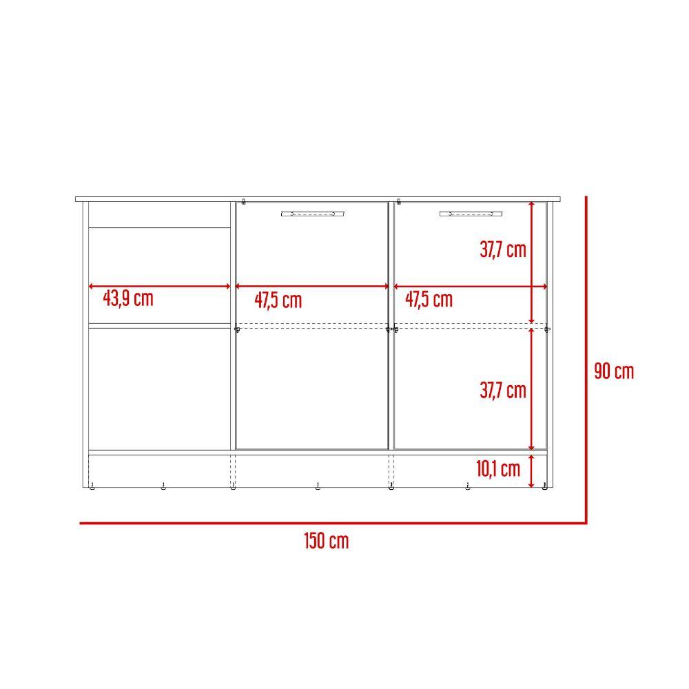 Barra de Cocina Samara, Wengue e Ibiza, con Tres Entrepaños ZF - VIRTUAL MUEBLES