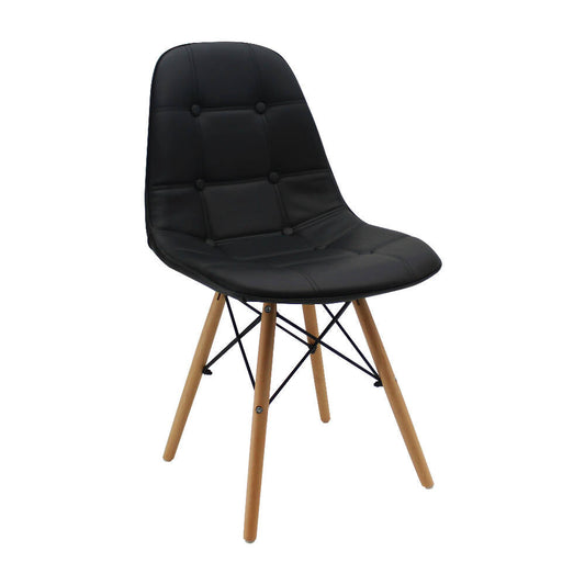 Silla Botones Eames Acolchada - Negra