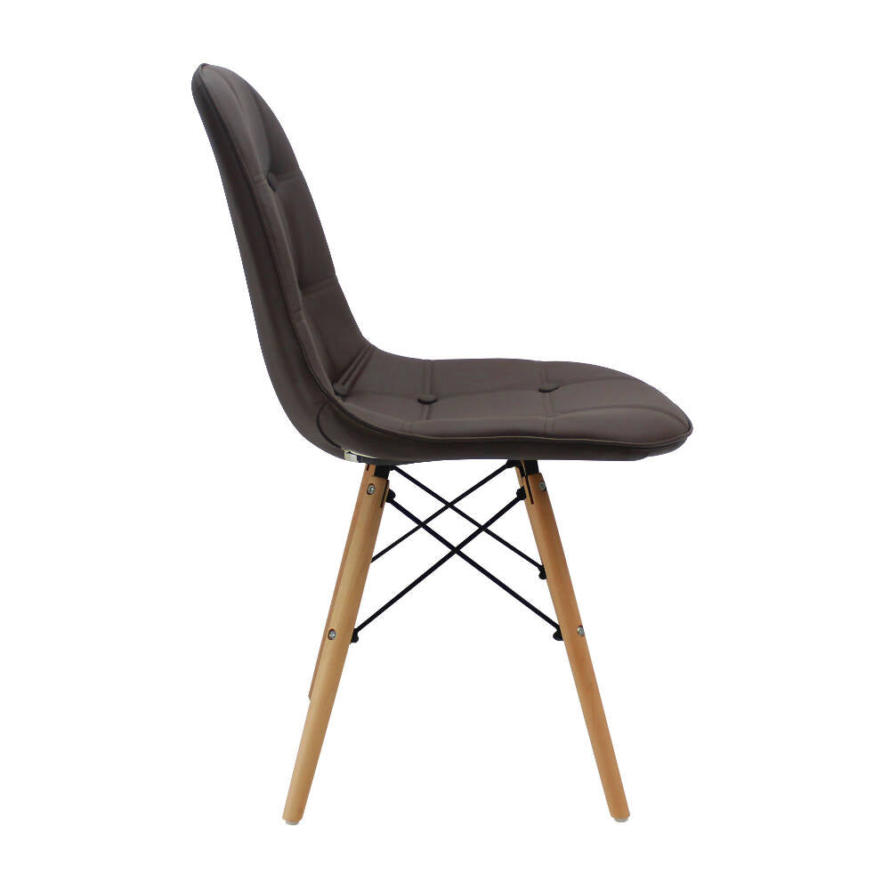 Kit por 4 Silla Botones Eames Acolchada - Café