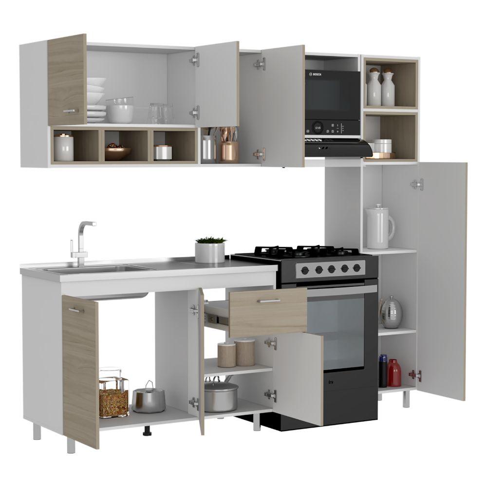 Cocina Integral Osmel color Nacar y Blanco.