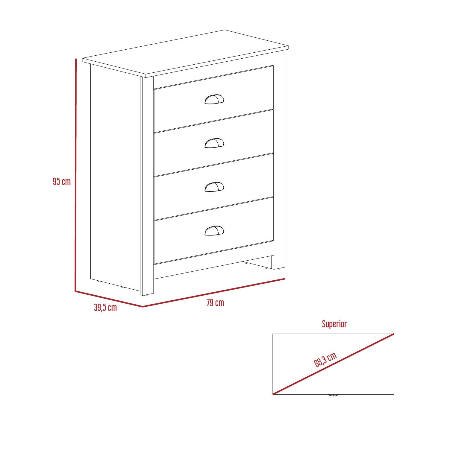 Organizador Avú, Gris y Macadamia, con Cuatro Cajones de Amplio Espacio de Almacenamiento - VIRTUAL MUEBLES