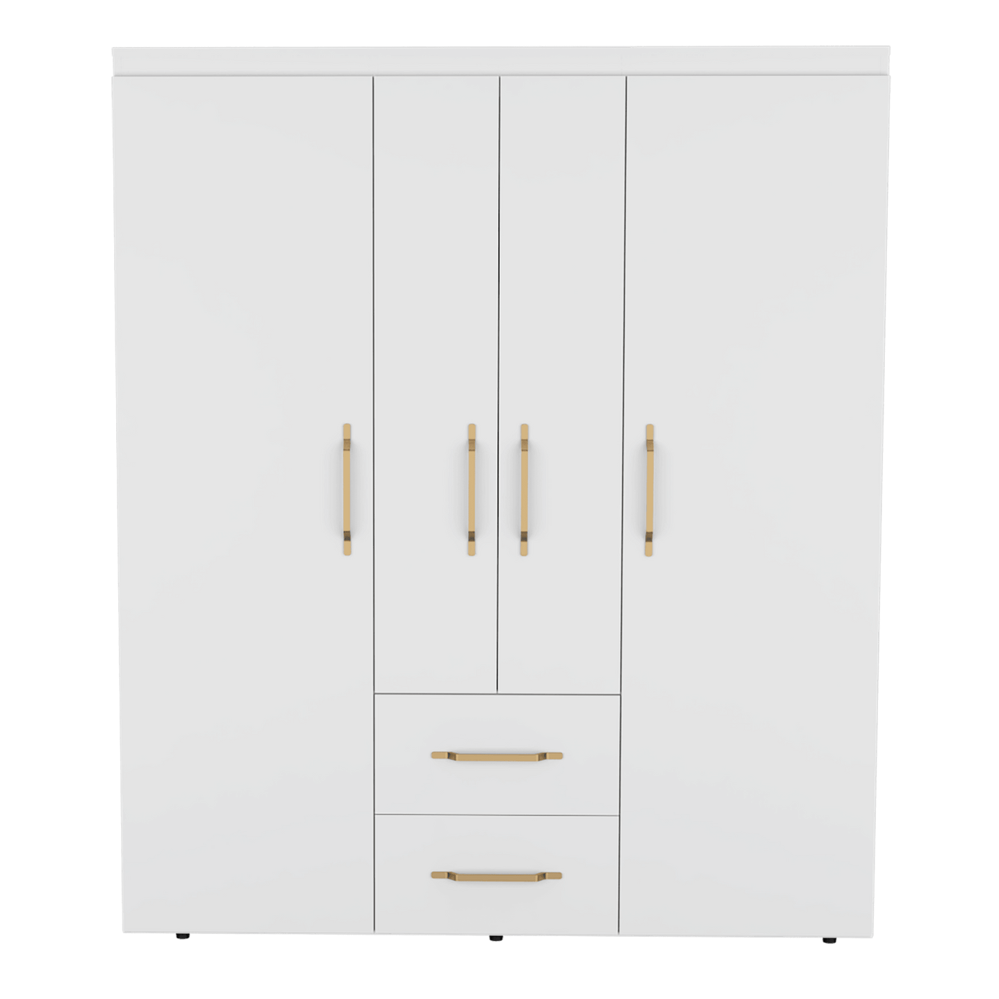 Closet Eco Golden, Blanco y Dorado, Variedad de Entrepaños y Cuatro Puertas Abatibles - VIRTUAL MUEBLES