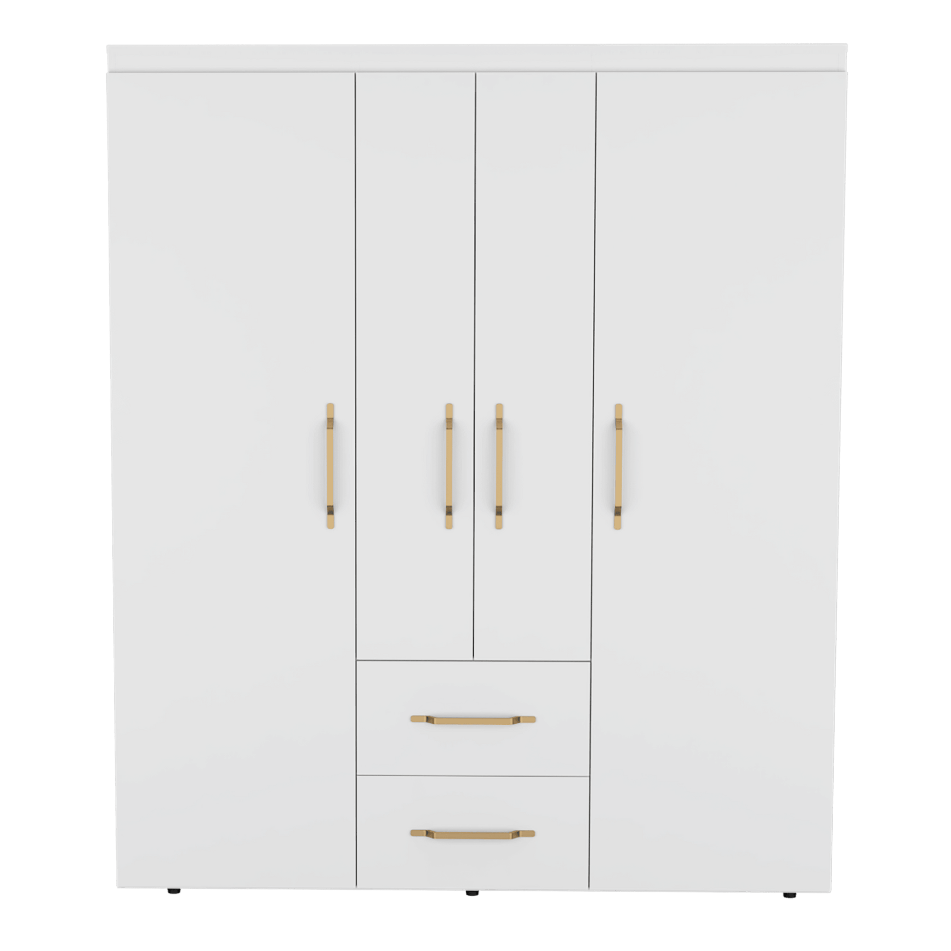 Closet Eco Golden, Blanco y Dorado, Variedad de Entrepaños y Cuatro Puertas Abatibles - VIRTUAL MUEBLES