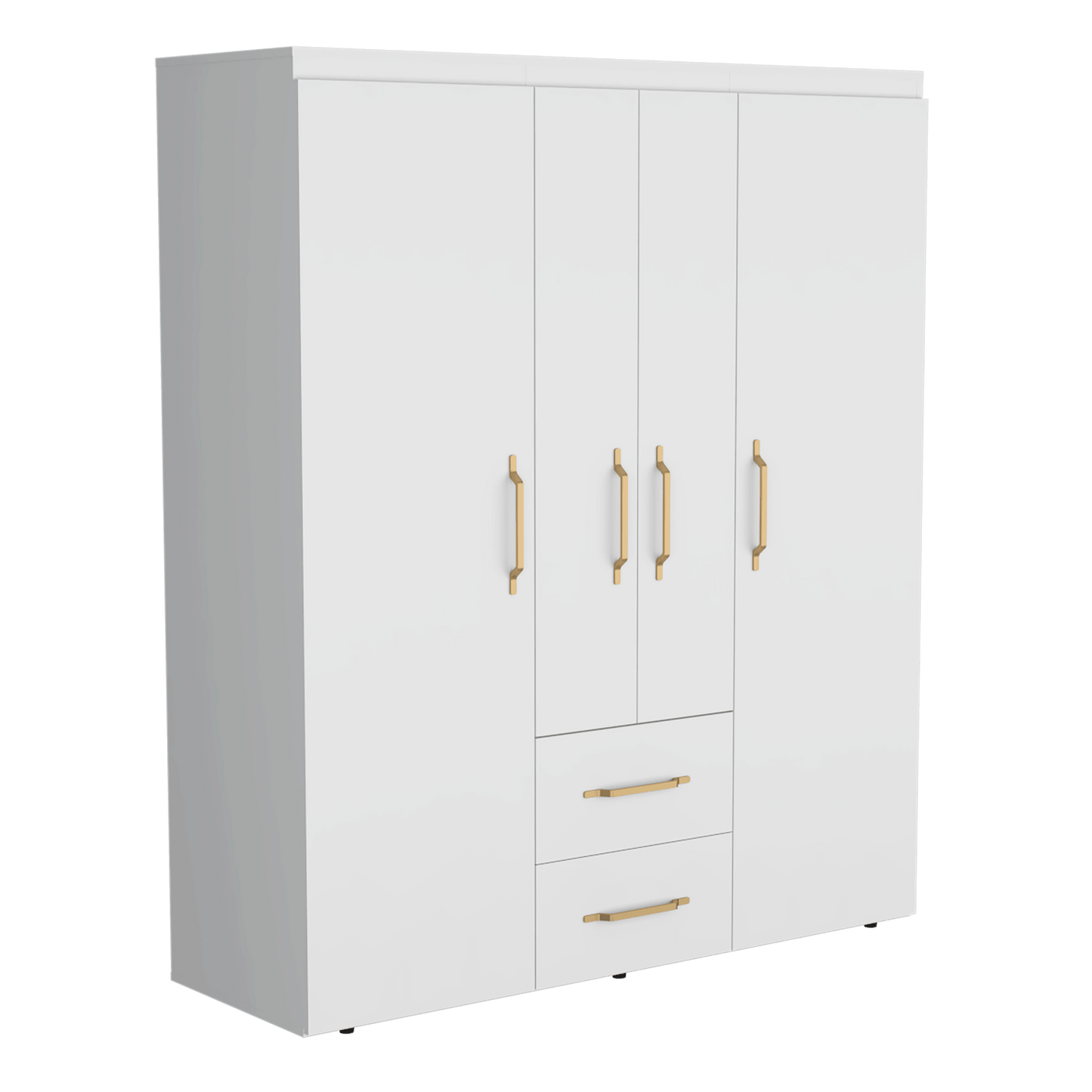 Closet Eco Golden, Blanco y Dorado, Variedad de Entrepaños y Cuatro Puertas Abatibles - VIRTUAL MUEBLES