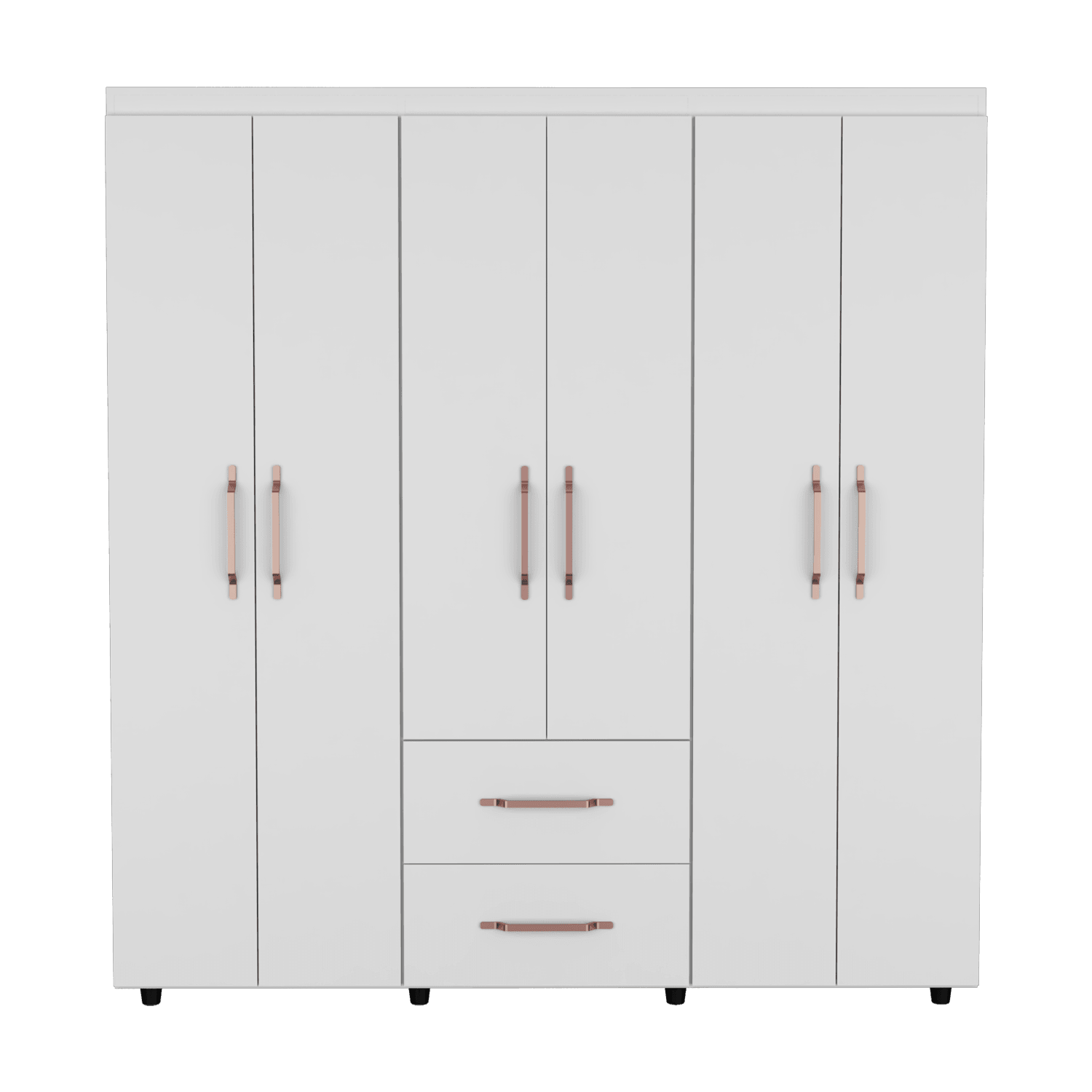 Closet Golden, Blanco y Oro Rosa, Variedad de Entrepaños y Seis Puertas Abatibles - VIRTUAL MUEBLES