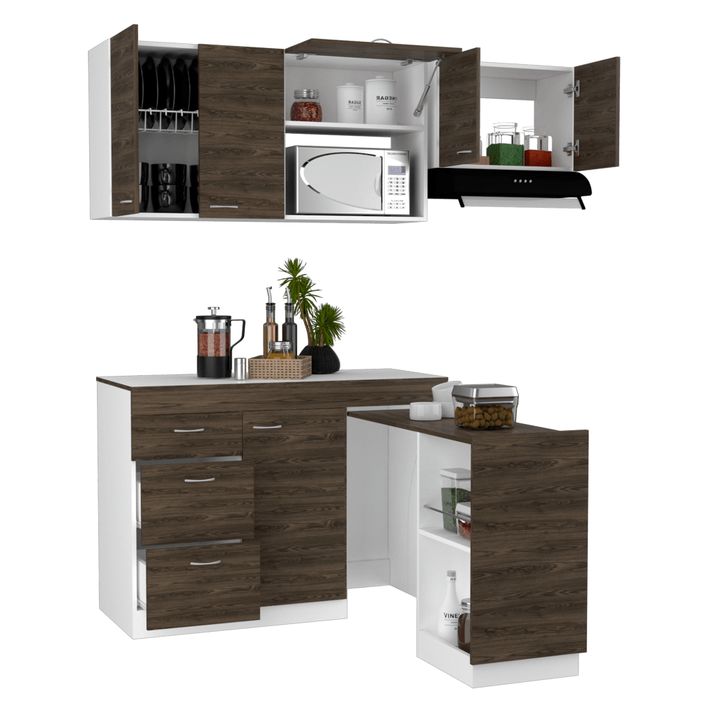 Cocina Integral Amatista color Chocolate y Blanco.