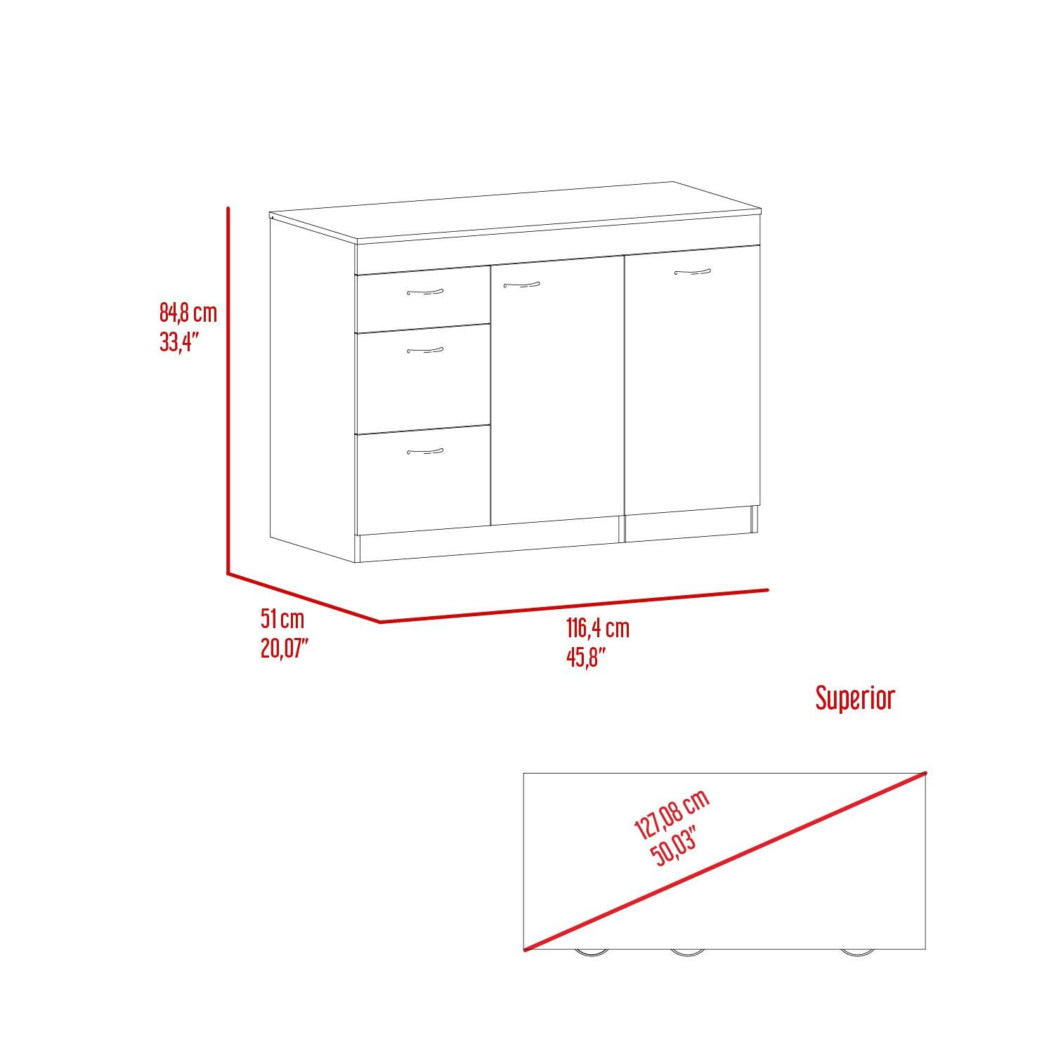 Gabinete Inferior de Cocina Amatista, Blanco y Chocolate, con Amplia Capacidad de Almacenamiento, no Incluye Mesón ZF - VIRTUAL MUEBLES