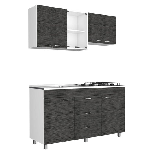 Cocina Integral Laurel color Gris y Blanco.