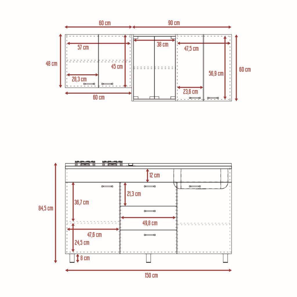 Cocina Integral Laurel color Gris y Blanco.