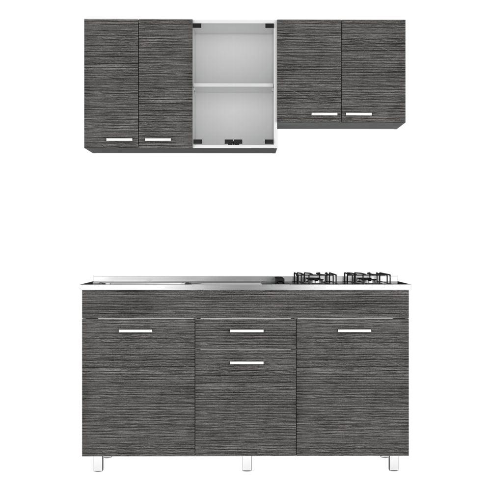 Cocina Integral Eris color Gris y Blanco.